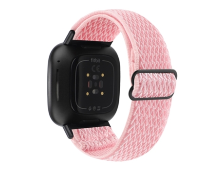 Correa de nailon ajustable patrón de ondas para Fitbit Versa 3/Versa Sense - rosa