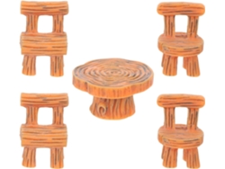 Kichouse Juego De 5 Piezas De Mesa Y Sillas En Miniatura – Mini Sillas De Escritorio De Resina – Muebles Para Jardín De