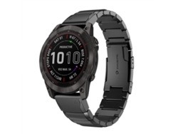 Correa de reloj inteligente para Garmin Fenix 7 Pro de 51 mm de acero inoxidable con carcasa de tortuga (negro)