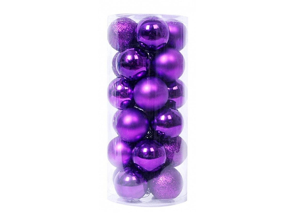 KOFIHETY 24 Piezas Bola de Navidad Colgante, Adornos para Árbol de Navidad Decorativos y A prueba de Roturas, Bolas de Navidad Colgantes, Morado
