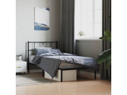 Estructura Cama Sin Colchón Con Cabecero Metal Negro 90x190 Cm