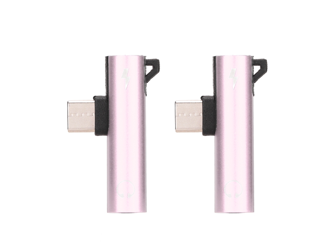 2 Pcs Adaptador De Audio Usb C A 3.5 Mm 2 En 1 Para Carga Para Teléfono Tableta Rosa