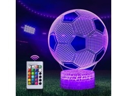 Luminária de mesa de cabeceira 3D com tema de futebol, 16 núcleos, Command and Touch (ZYBLSSBB)
