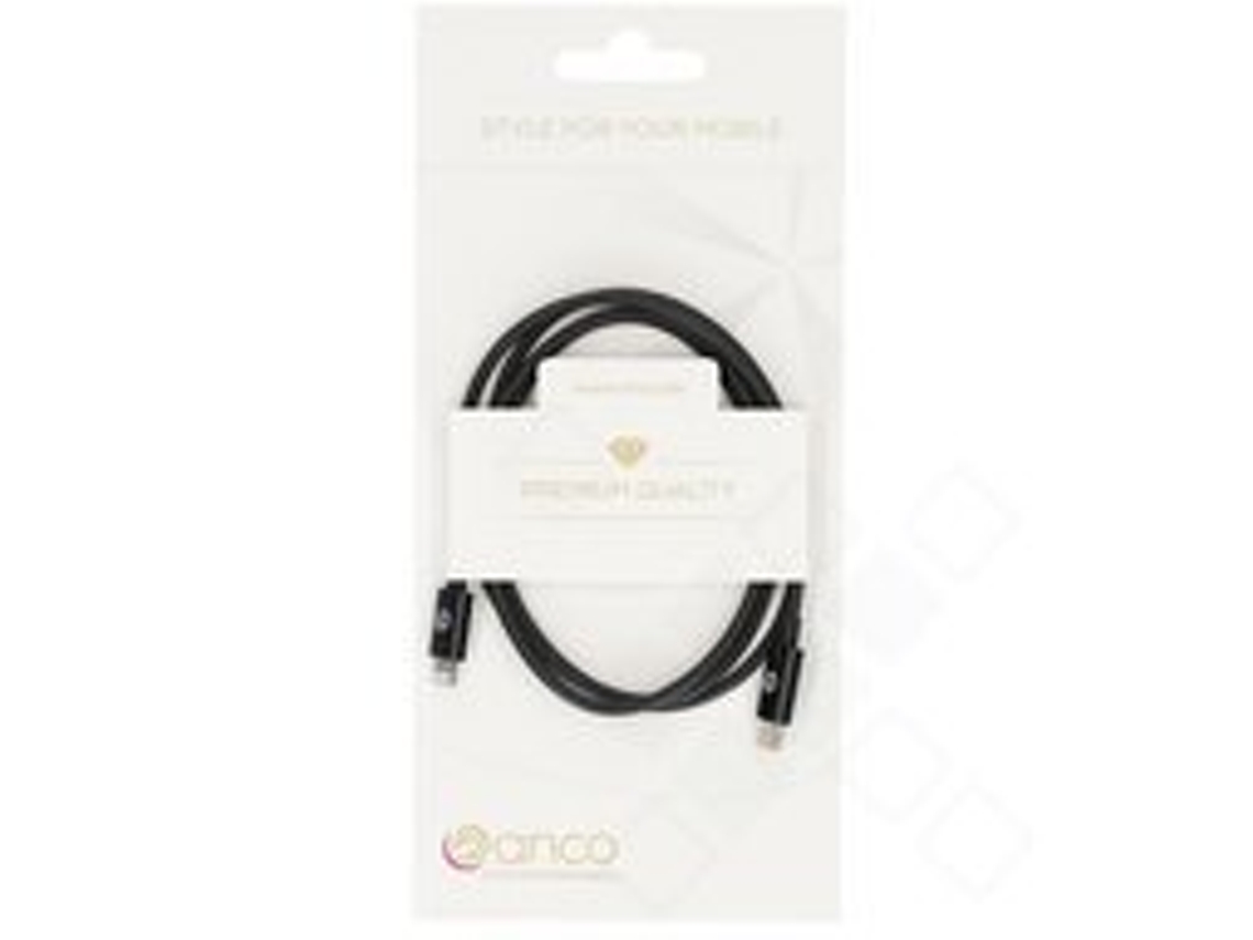 Cable Anco Usb-C Dados Carregamento Lightning Mfi Retail Negro