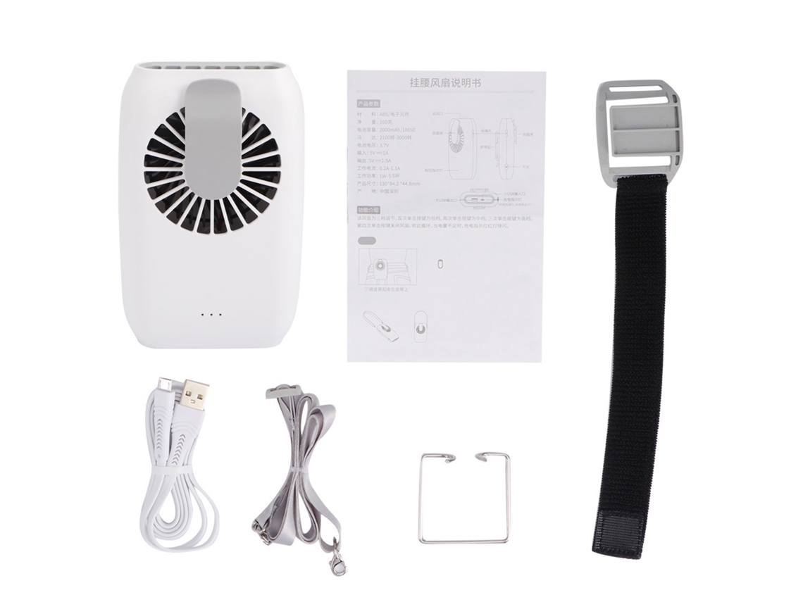 Mini ventilador USB portátil para cintura, muñeca, escritorio o uso al aire libre.