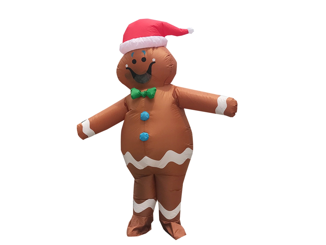 Disfraz inflable de hombre de jengibre navideño para espectáculos