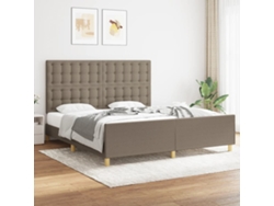 Estructura De Cama Con Cabecero De Tela Gris Taupe 180x200 Cm