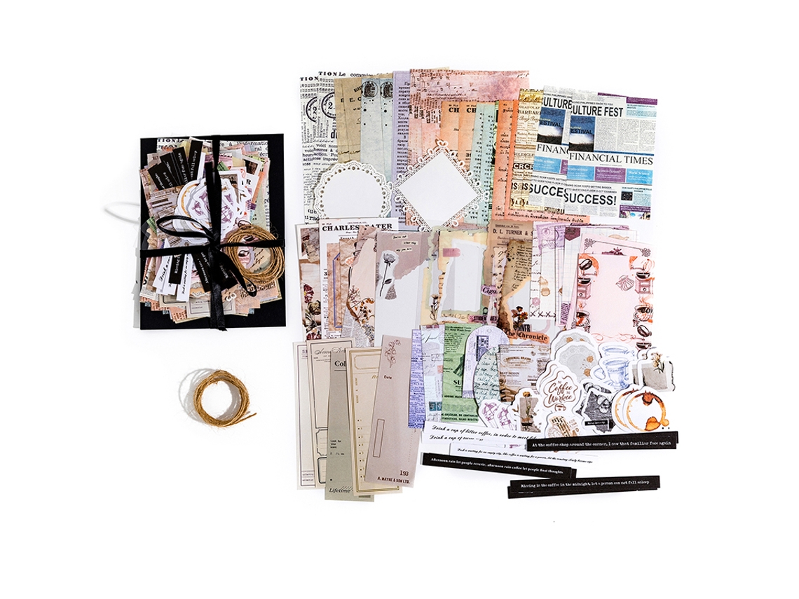 (estilo F) Kit De Álbum De Recortes Con 85 Hojas De Pegatinas De Papel Decorativas Vintage