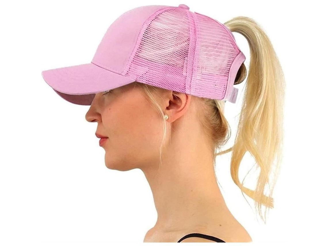 2026-2pcs Gorra Béisbol Unisex Con Cola De Caballo Mesh Para Exterior Sombrero De Sol Rosa Rosa