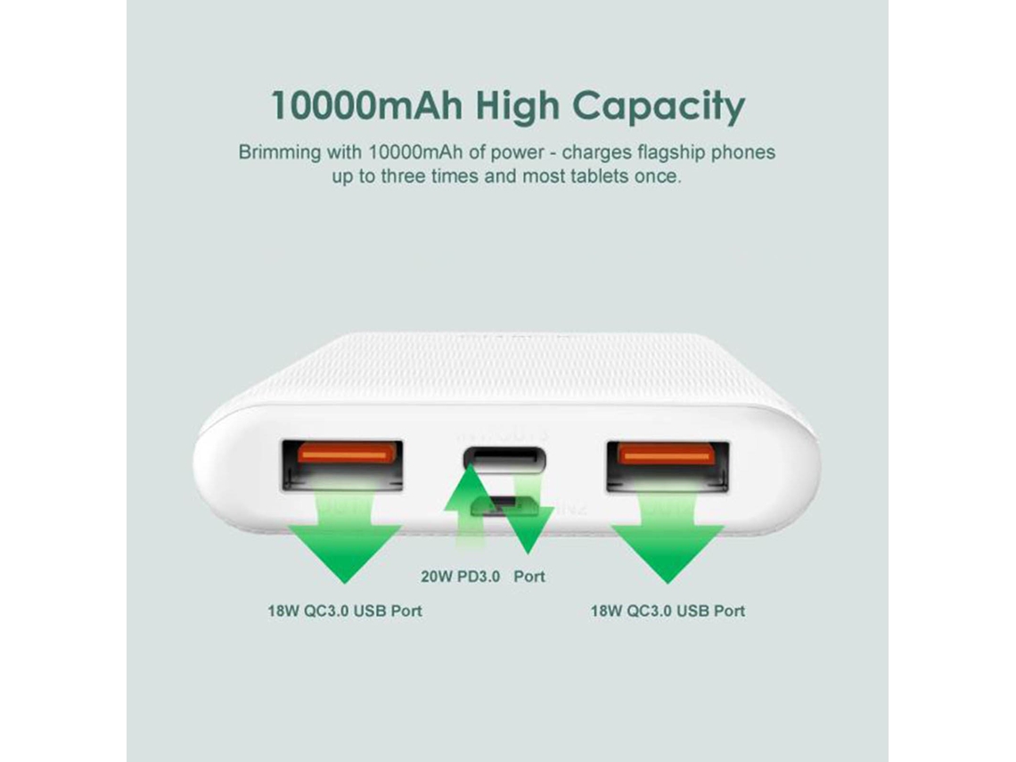 Batería Portátil (pd3.0 Qc3.0 Carga Rápida De 20w Capacidad De 10000mah)
