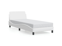 Estructura De Cama Sin Colchón Cuero Sintético Blanco 90x190 Cm