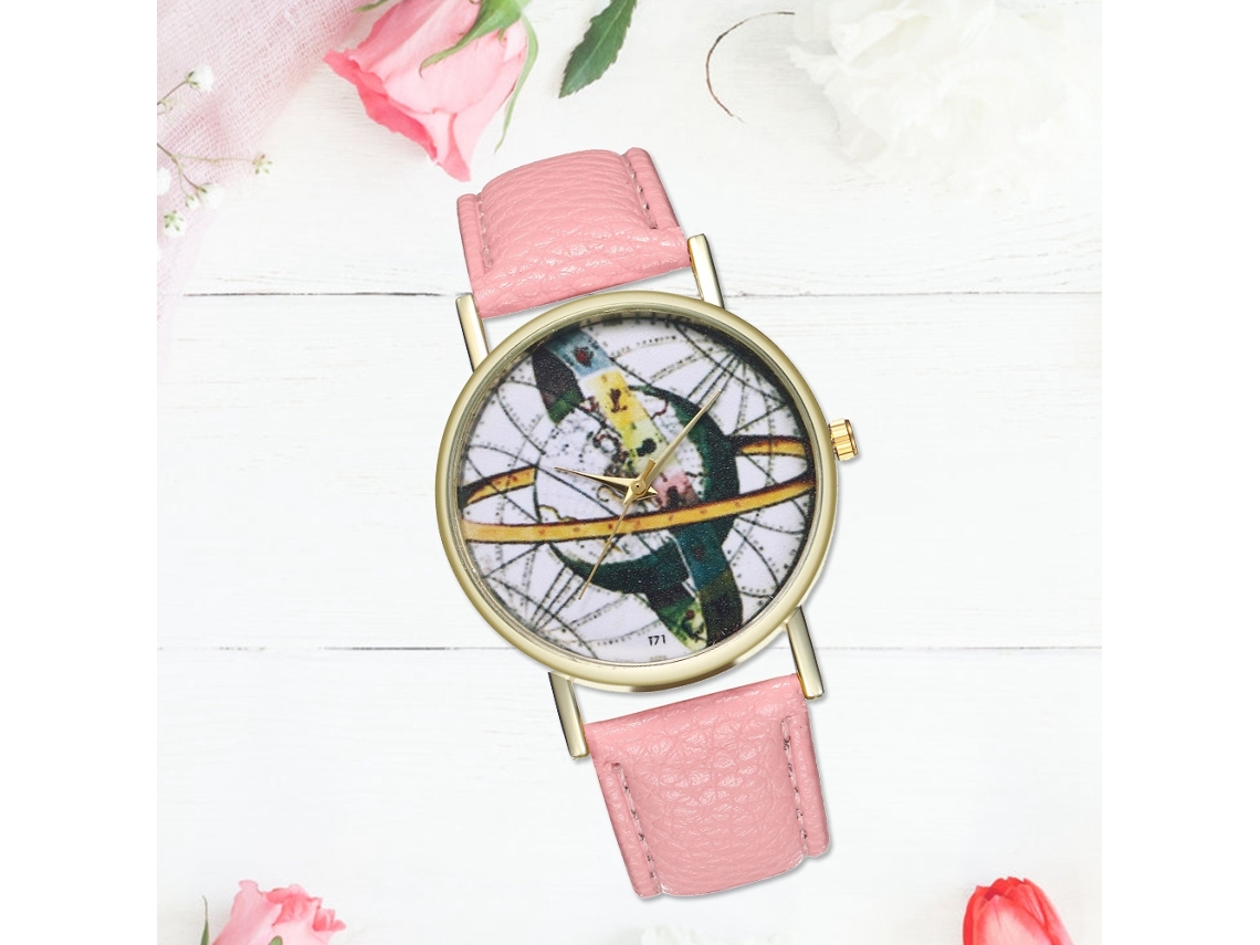 Reloj De Pulsera De Cuarzo Con Correa De Cuero Pu Zhoulianfa Moda (rosa) Unisex