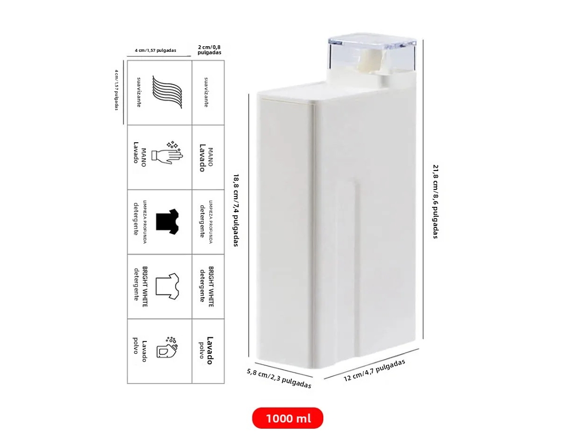 Botella De Detergente Reutilizable De Gran Capacidad (blanca) De 1000 Ml Para Ropa, Contenedor De Almacenamiento Para Suavizante De Telas.