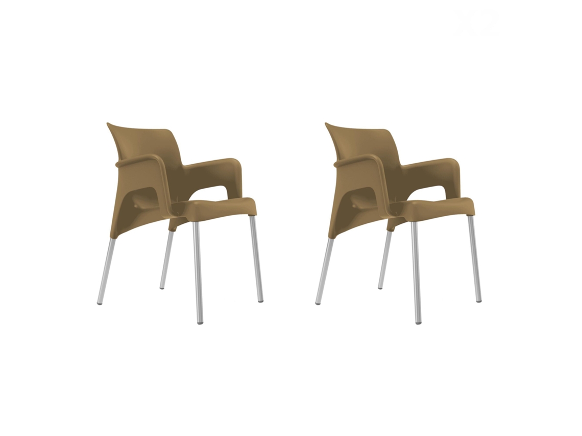GARBAR SUN Set 2 Silla Con Brazos Interior Exterior Chocolate
