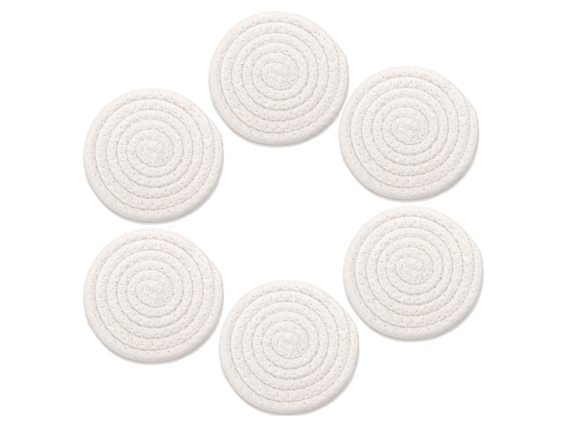 Juego de 6 posavasos de té aislantes, fabricados con cuerda de algodón trenzada de 11 cm. TRUYUETY