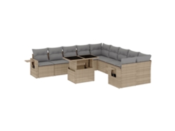 Maison Exclusive - Set De Sofás De Jardín 11pzas Con Cojines Ratán Sintético Beige