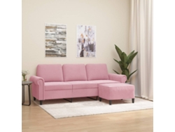 Sofá de 3 plazas HARLANV1 con terciopelo rosa, 180x77x82 cm