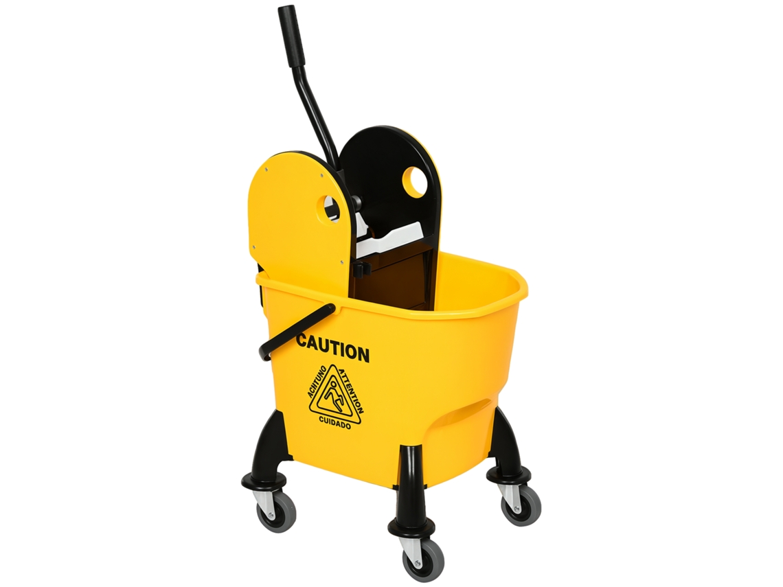 Carro De Limpieza 26l Con Ruedas Y Escurridor, Amarillo