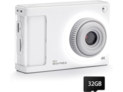 Cámara digital portátil FHD 1080p con tarjeta de 32 GB, 48 MP, zoom 8x, antivibración, color blanco Siurn