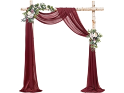 Cortina De Gasa - Decoración Colgante Para Bodas - Decoración De Arcos - Decoración Ceremonial - 75 Cm X 600 Cm - Rojo Vino