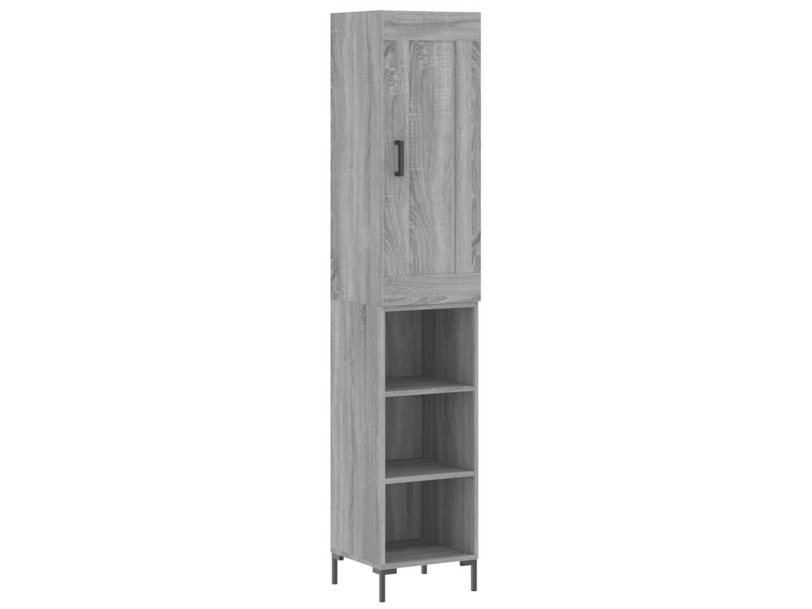 Armario alto, madera procesada, gris Sonoma, 34,5 x 34 x 180 cm, MAISON EXCLUSIVE