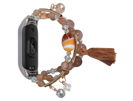 Correa metal + ágata cuentas de ágata para Xiaomi Mi Band 3/4 - café