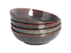 Set de 4 Platos Fondos Thyme Gres Verde Oscuro