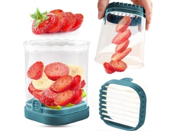 Cortador de frutas, fresas, plátanos, uvas, huevos y frutas desmontables con placa de empuje. Everley891