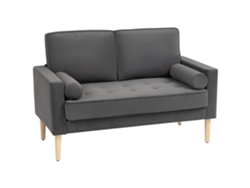 Sofá/banco Moderno De 2 Plazas En Terciopelo, 127 Cm De Ancho, Con Cojines Gruesos, 2 Almohadas Y Asiento Capitoné, Color Gris.