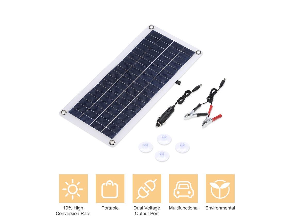 2026-panel Solar 20w Dc 5v/18v Doble Salida Con 2 Puertos Usb Y Carga De Coche Ip65 Regulador Pwm Inteligente 12v/24v