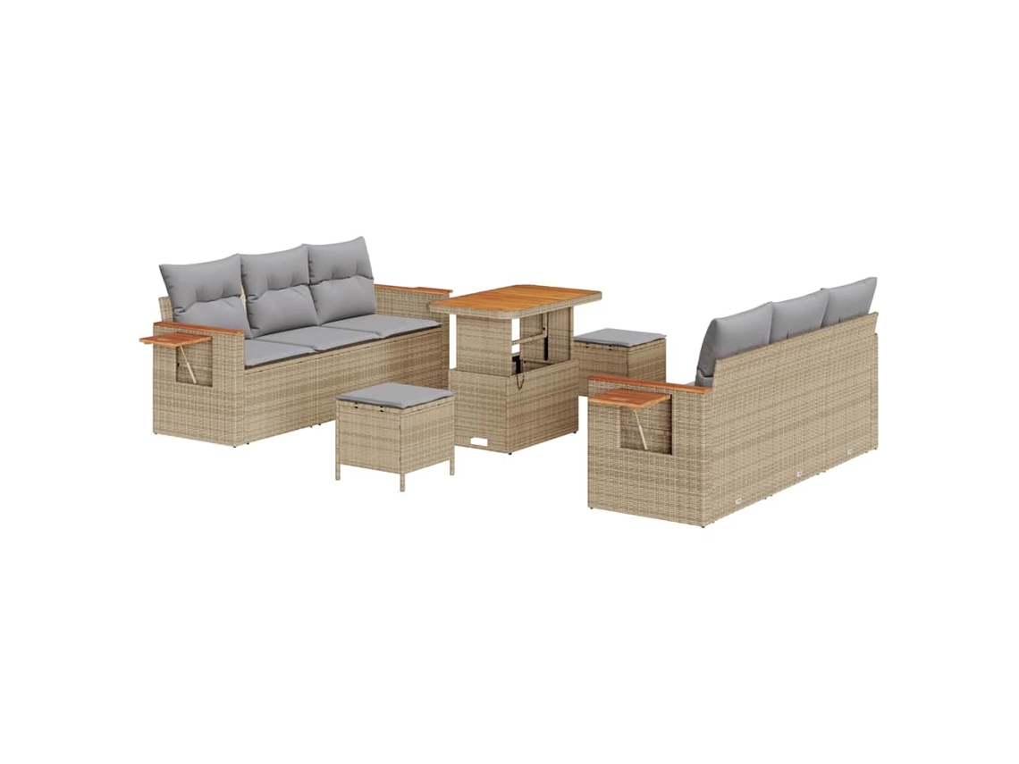 Maison Exclusive - Conjunto De Sofás De Jardín Con Cojín 11 Pcs Beige Y Gris Claro
