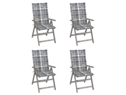 Sillas de jardín reclinables DKD Home Decor de 4 piezas con cojines, acacia maciza