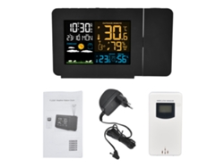 Termómetro digital Baok para interiores y exteriores con reloj de proyección, alcance de transmisión de 60 m, pronóstico de temperatura, higrómetro y retroiluminación.
