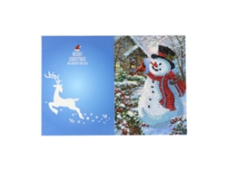 Kit Para Pintar Tarjetas De Felicitación Navideñas Con Diamantes De Imitación - Anciano Y Muñeco De Nieve Hk008
