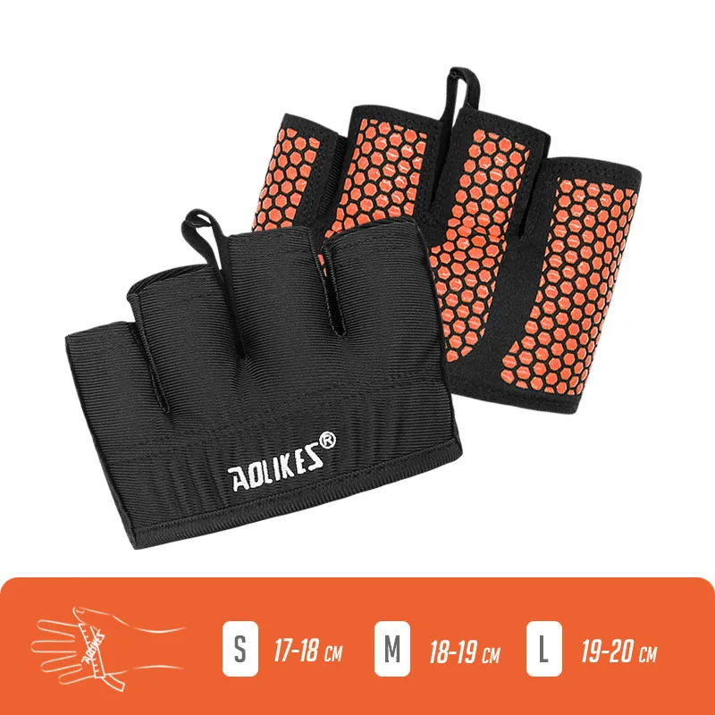 Guantes unisex de medio dedo (naranja, talla L), ideales para levantamiento de pesas y culturismo.