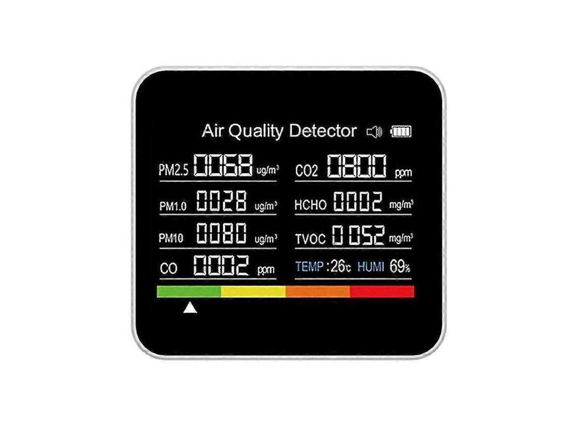 2026altiro-monitor De Calidad Del Aire 9 En 1 Con Medidor De Co2, Detector De Co, Tvoc, Hcho, Pm2.5, Pm1.0, Pm10, Temperatura Y Humedad.