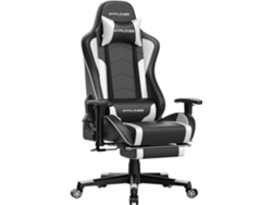 Silla GTPLAYER Gaming con Altavoz Bluetooth Reposapies Escritorio Oficina Gamer Ergonomica con Cojín Reposabrazos 3D Ajustables Blanco