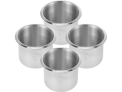 Juego de 4 portavasos de acero inoxidable para mesas y remolques, resistentes a la corrosión y fáciles de limpiar.