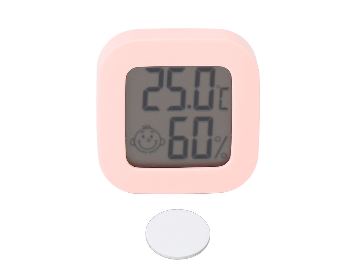 Termómetro E Higrómetro Electrónico Rosa Con Tira Adhesiva Para El Control De La Temperatura Y La Humedad.
