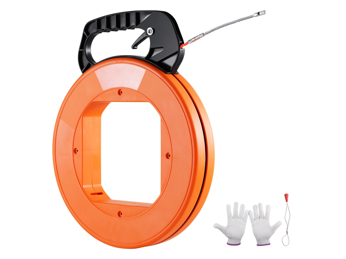 Extractor de cable de cinta para pesca Succebuy, cable para mascotas de 30 metros y 1/4 de pulgada con estuche de plástico resistente