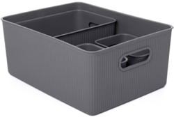 Set 4 Cestas TATAY Baobab Antracita (Gris - Plástico PP05 - 38.5 x 29.4 x 16 cm)
