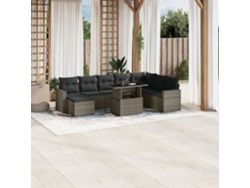 Conjunto de sofá de jardín de 9 piezas con cojines de mimbre gris de DKD Home Decor