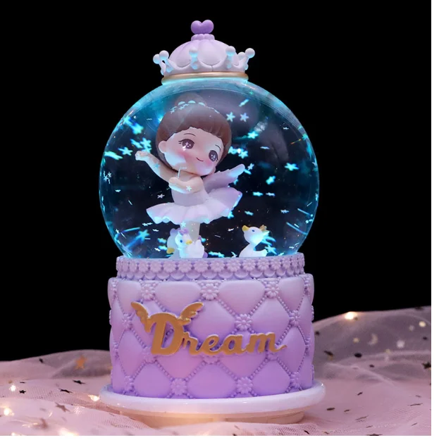 Caja de música con bola de cristal y bailarina, regalo de San Valentín MDUG (estilo 16)