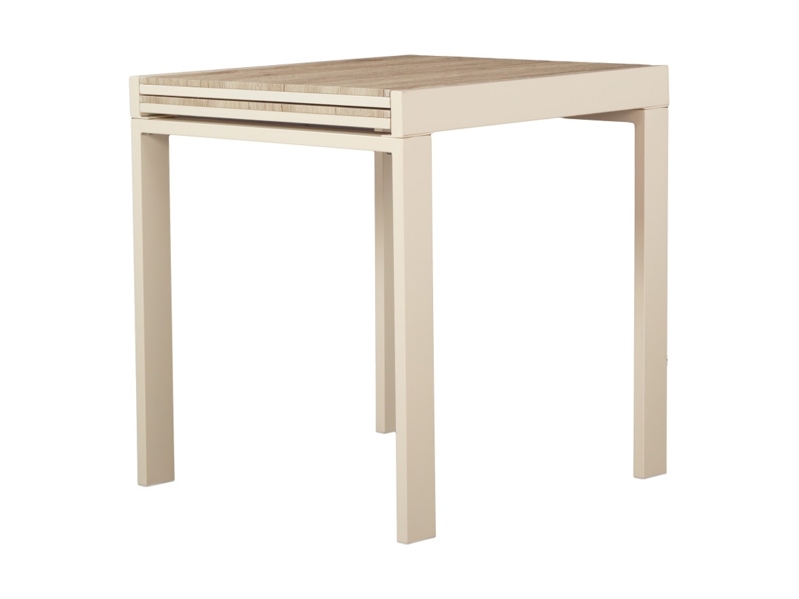 Mesa de bar de cocina 70x70 cm, extensible a 70x140 cm, color beige, modelo Sanremo de Yelloo.