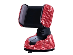 2026-soporte De Teléfono Para Coche Con Piedras Cristal 360° Ajustable Universal Para Teléfonos Móviles Rojo
