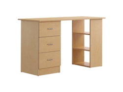 Escritorio Con Almacenamiento 120x50 Cm, Mesa Para Ordenador Con Estantes Y Cajones, Ideal Para Espacios Reducidos, Roble Claro