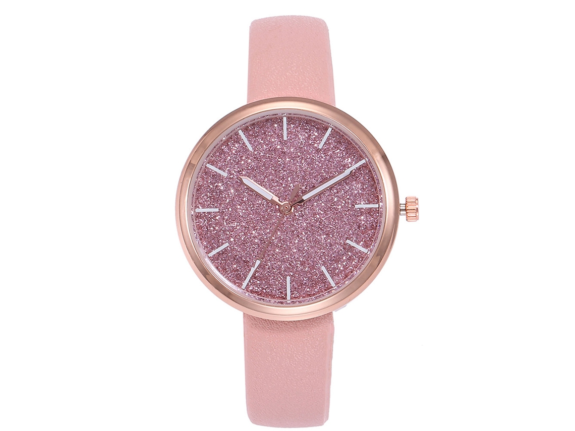 Reloj De Pulsera De Cuarzo Para Mujer Vansvar Con Correa De Piel Sintética Rosa - Moda
