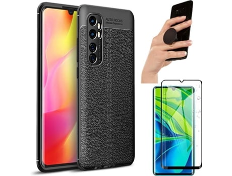 Carcasa, Protector y Popsocket Xiaomi Mi Note 10 Lite Rugged Leather Negro