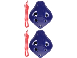 Juego De 2 Ocarinas De Cerámica Azul Cobalto, 6 Agujeros, Tonalidad De Do, Mini Instrumento Musical De Viento