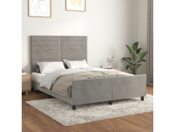 Estructura De Cama Sin Colchón Terciopelo Gris Claro 140x190 Cm